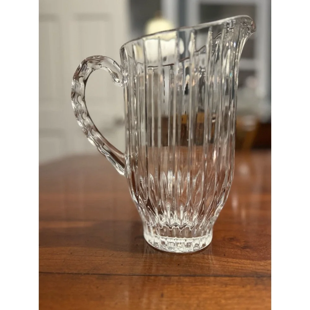 Vtg Mikasa Park Avenue Crystal 40 Oz‎ Water Pitcher Scalloped Base Jug Germany